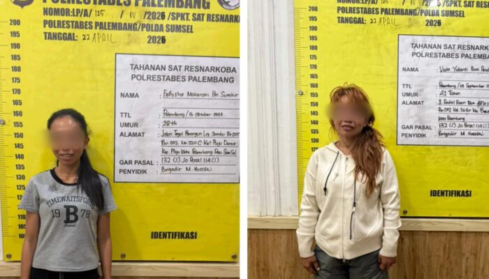 Jaringan Sabu Terbongkar, Dua Wanita Diamankan Polisi di Palembang