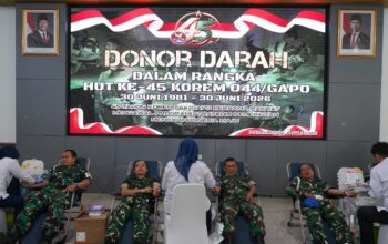 HUT ke-45 Korem 044/Gapo, Donor Darah Jadi Wujud Kepedulian untuk Masyarakat